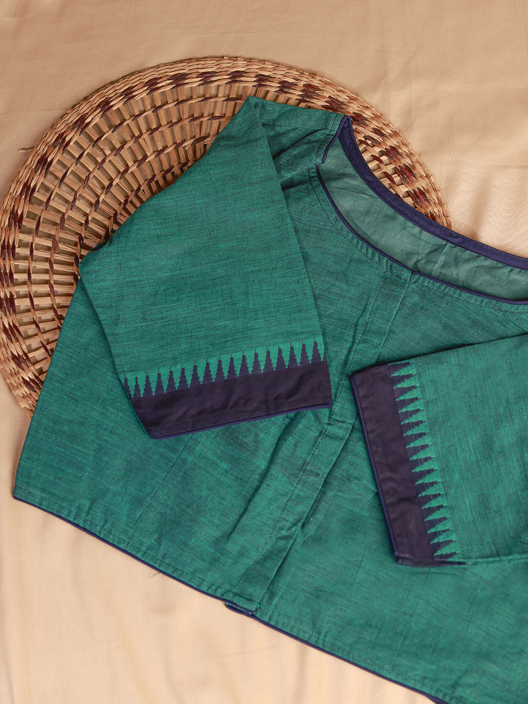 PURE KHADI COTTON, KANTHA WORK PATCH BLOUSE